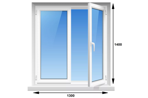 Двустворчатое окно ПВХ Новотекс/техно (1300 мм x 1400 мм)