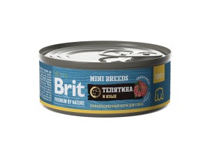 Брит Premium by Nature консервы с  телятиной и языком д/взрослых собак мелких пород