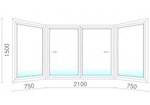 Раздвижное алюминиевое окно 3600x1500