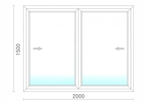 Раздвижное алюминиевое окно 2000x1500