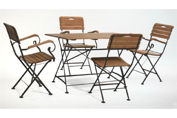 Прямоугольный стол (120*80 см) + 4 стула с подлокотниками
