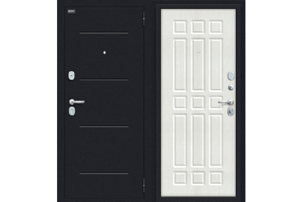 Дверь входная металлическая «Bravo R-2 Мило (104/52)», (цвет Букле чёрное/Bianco Veralinga)