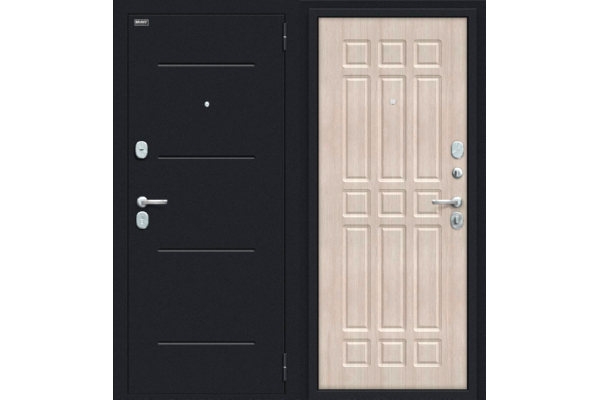 Дверь входная металлическая «Bravo R-2 Мило (104/52)», (цвет Букле чёрное/Cappuccino Veralinga)