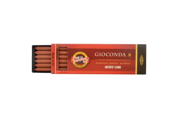 Сангина Koh-I-Noor "Gioconda", коричневая красная, стержень, 5,6мм, 6шт., пластик короб
