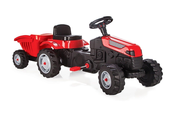 Педальная машина Трактор с прицепом Pilsan Красный