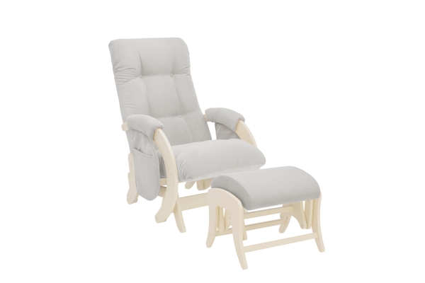 Кресло для мамы (глайдер) и пуф Milli Smile с карманами дуб молочный