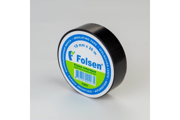 Изолента Folsen 19 мм*20м черная пламягасящая