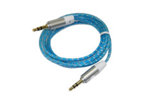 Разъем Aux (кабель) синий в оплетке 110см
