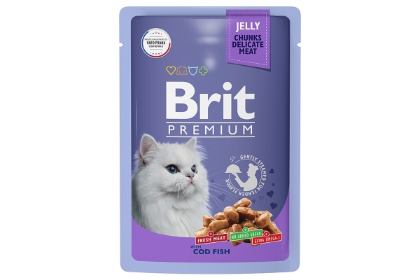  Брит Premium Пауч для взрослых кошек треска в желе 