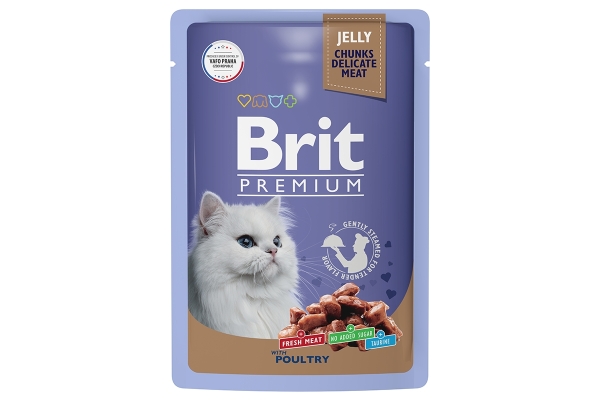 Брит Premium Пауч  для взрослых кошек ассорти из птицы в желе 
