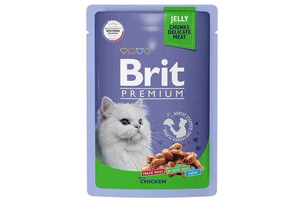 Брит Premium Пауч для взрослых кошек цыпленок в желе