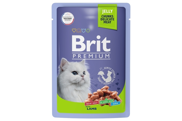 Брит Premium Пауч для  взрослых кошек ягненок в желе 