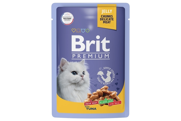 Брит Premium Пауч для взрослых кошек тунец в желе 
