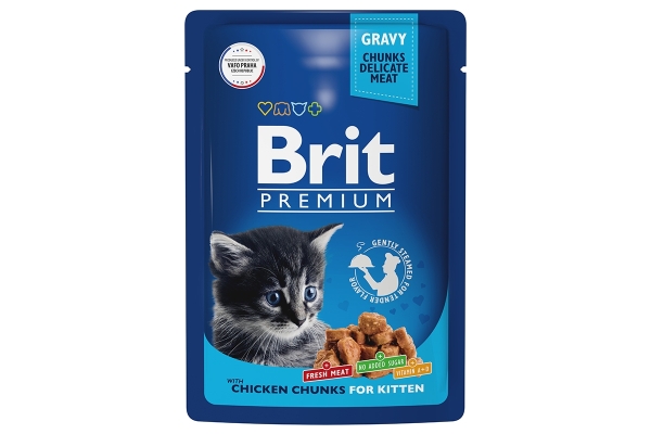 Брит Premium Пауч для котят цыпленок в соусе
