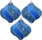 Новогоднее украшение ЛУКОВИЦА БАРХАТНАЯ синяя, 3 штуки Snowmen