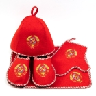 Набор  банный (шапка, коврик, рукавичка, тапки) ГЕРБ СССР 212